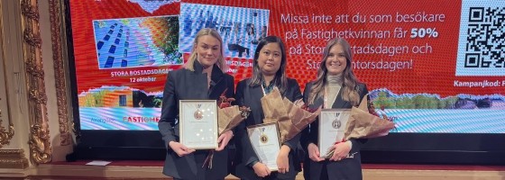 De tre finalisterna i Årets Unga Fastighetskvinna 2023: Lovisa Löwenborg, Mook Changrachang och Sissel Andersson. 
Idag den 28 juni stänger nomineringsfönstret till årets upplaga.