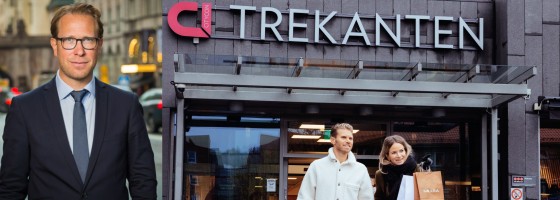 Erik Lennhammar och centret Trekanten i Oslo som Citycon nu avyttrar.