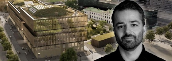 Homan Tehrani framför Park Central Göteborg. Obs. Bilden är ett montage.