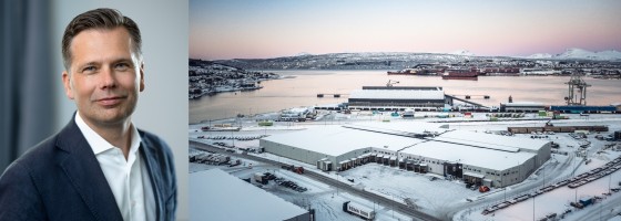 Anders Nordvall, vice vd och transaktionschef på Logistea, och fastigheten som avyttras i Narvik.