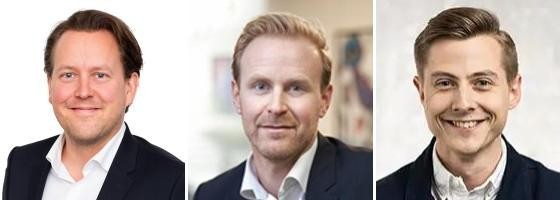 Andreas Georgii, Marcus Thorin och Rasmus Olsson utgör panelen som diskuterar bästa investeringsmöjligheterna på klassiska mötesplatsen Fastighetsmarknadsdagen Jönköping den 6 mars.