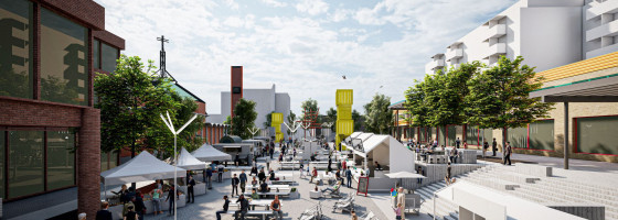 Citycon lanserar stadsomvandlingsprojekt för ett mer attraktivt Kista. Här är en visionsbild för Kista Torg.