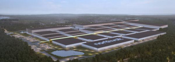 Visionsbild över Northvolts fabrik i Skellefteå. Nu funderar bolaget på att bygga en anläggning i USA.