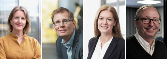Johanna Munck, Magnus Hagström, Marina Fritsche och Pär Carlsson diskuterar framtidens kontorsfastigheter på Stora Kontorsdagen GBG nästa onsdag den 8 mars. Anmälan stänger nu på fredag.