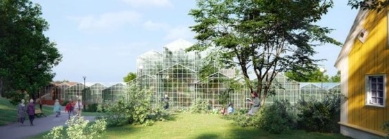 Illustration av Göteborgs botaniska trädgårds nya växthus
