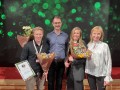 Årets Unga Hållbarhetsprofil 2024, Simon Iaffa Nylén, tillsammans med finalisterna Tobias Söderbom Olsson och Cecilia Safaee samt juryns representant Anna Graaf.