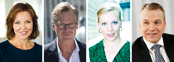 Sophia Mattsson Linnala, Torleif Falk, Maria Rankka och Peter Wågström diskuterar Stockholms framtid på Fastighetsmarknadsdagen Stockholm nästa onsdag på Grand Hotel.